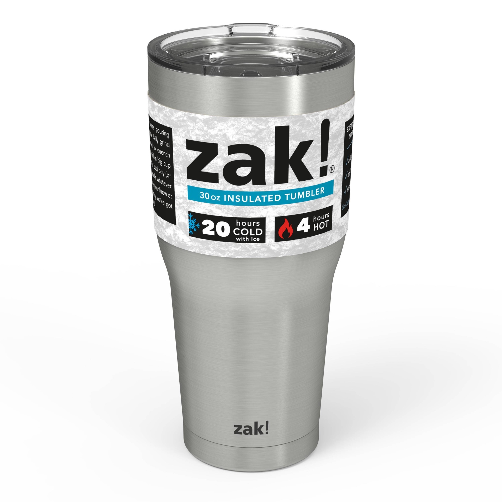 slide 1 of 5, Zak Designs Zak! Designs 30oz Double Wall Stainless Steel Cascadia Tumbler - Silver, 1 ct