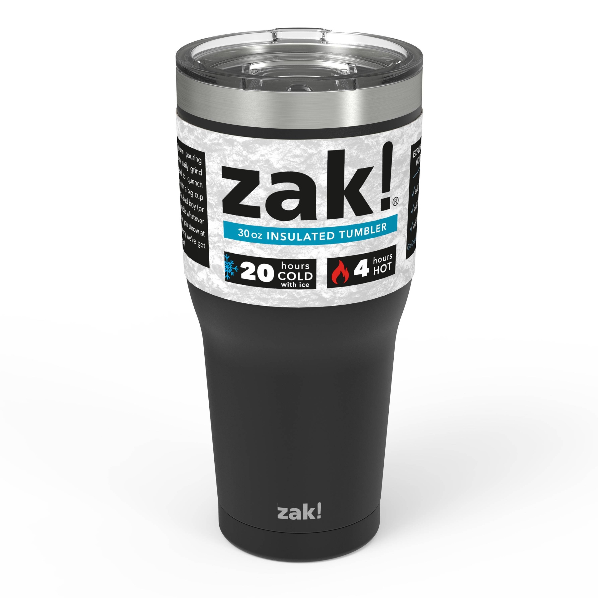slide 1 of 7, Zak Designs Zak! Designs 30oz Double Wall Stainless Steel Cascadia Tumbler - Black, 1 ct