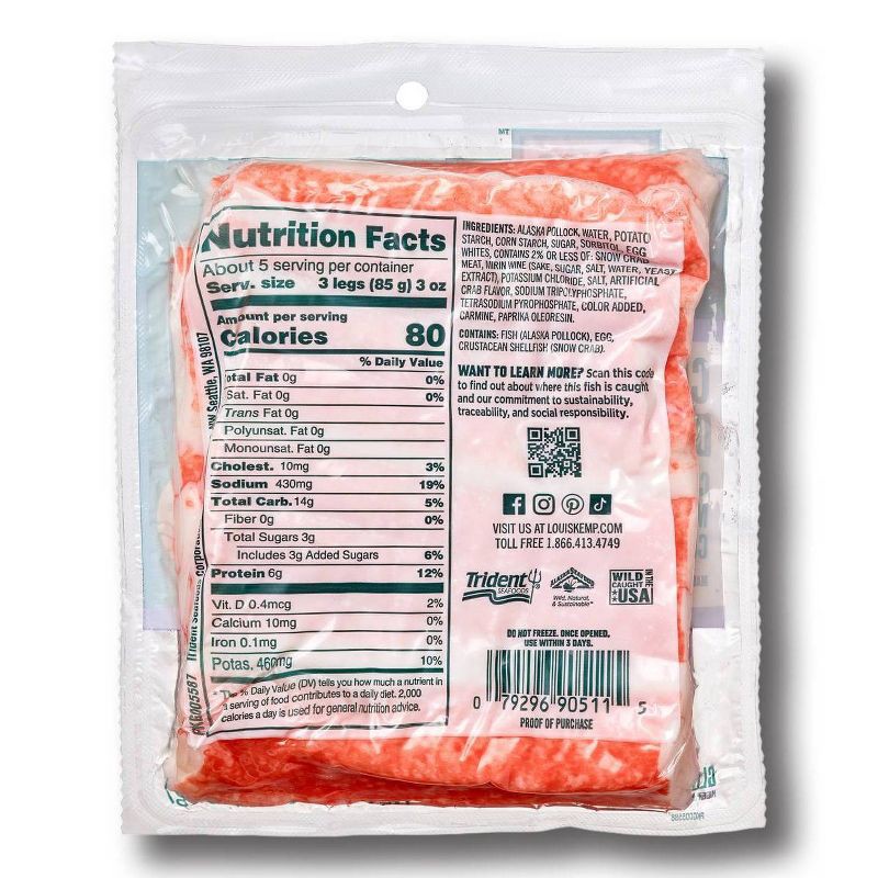 slide 2 of 3, Louis Kemp Crab Delights Imitation Crab Leg Style - 16oz, 16 oz