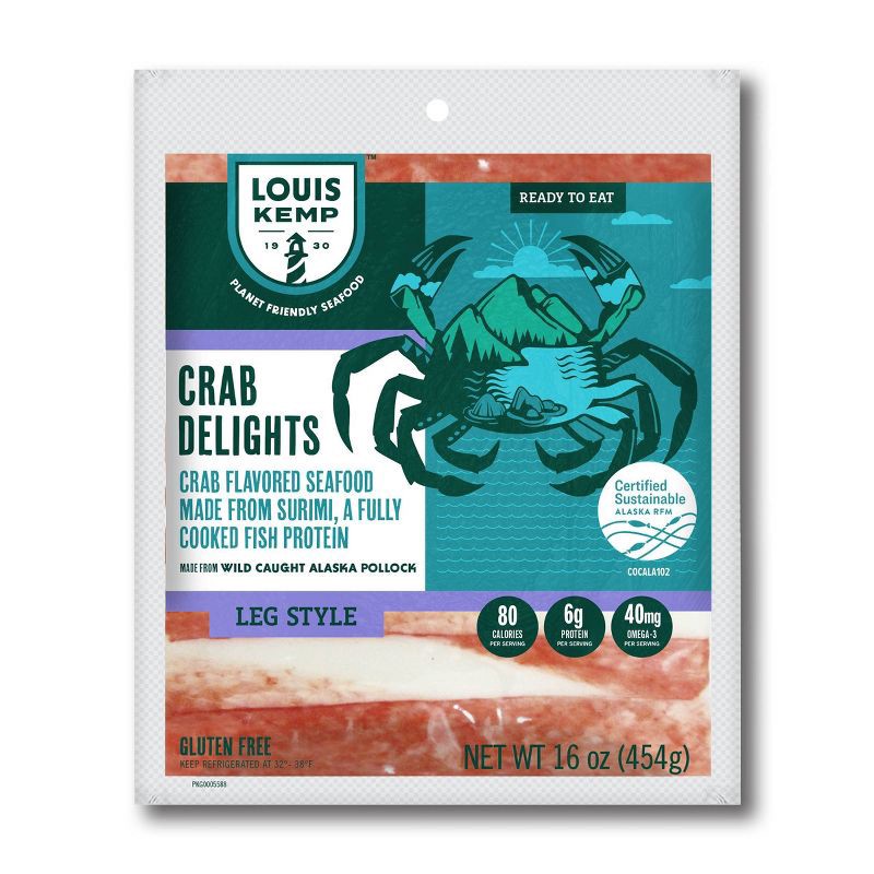 slide 1 of 3, Louis Kemp Crab Delights Imitation Crab Leg Style - 16oz, 16 oz