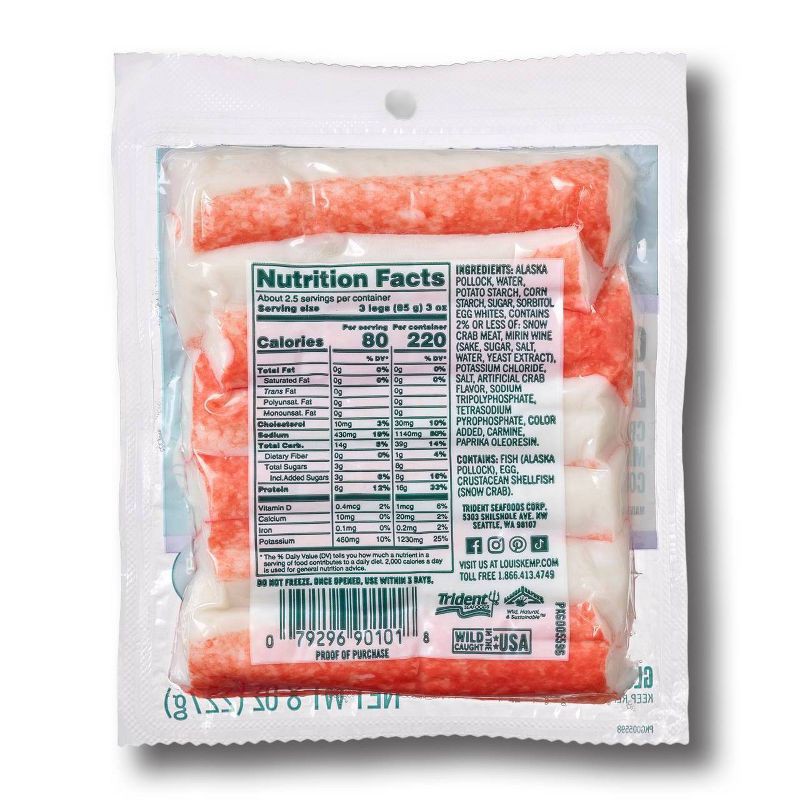 slide 2 of 4, Louis Kemp Crab Delights Imitation Crab Leg Style - 8oz, 8 oz