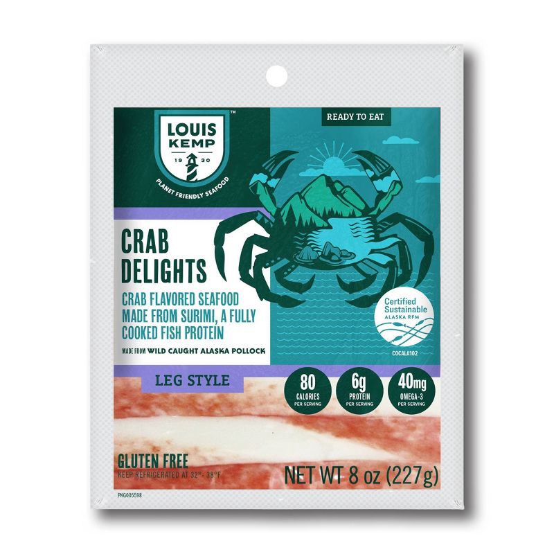 slide 1 of 4, Louis Kemp Crab Delights Imitation Crab Leg Style - 8oz, 8 oz