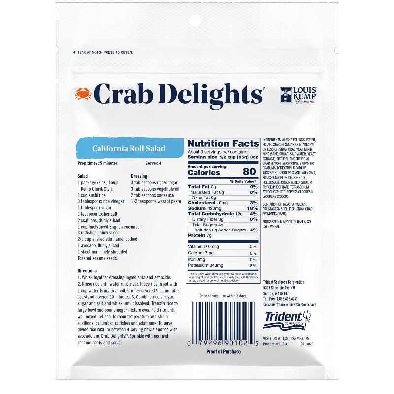 Louis Kemp Crab Delights Chunk Imitation Crab, 8 oz