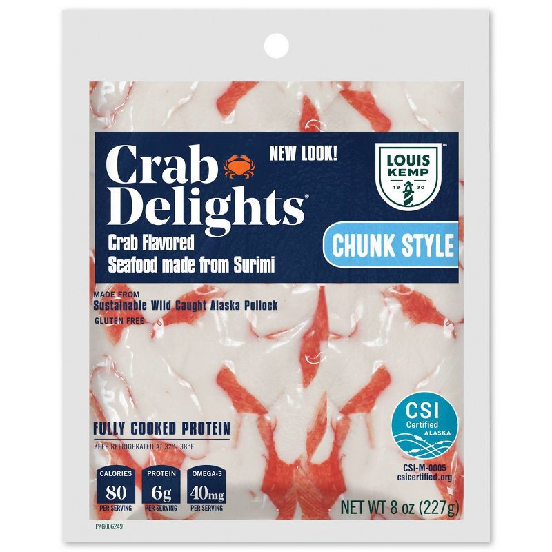 slide 1 of 3, Louis Kemp Crab Delights Imitation Crab Chunk Style - 8oz, 8 oz