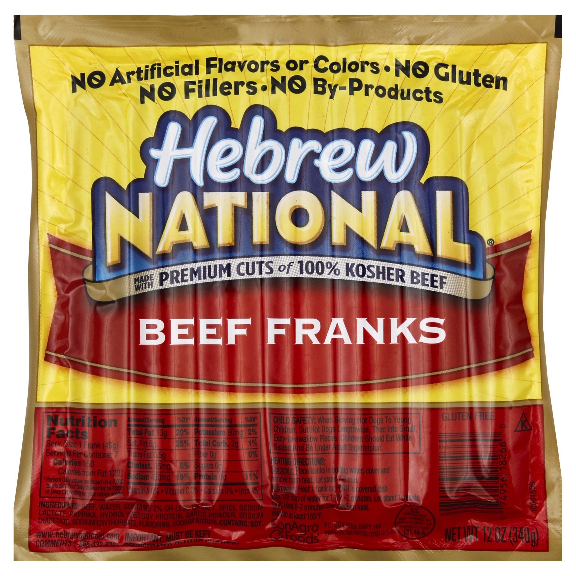 slide 1 of 1, Hebrew National Beef Franks, 7 ct; 12 oz