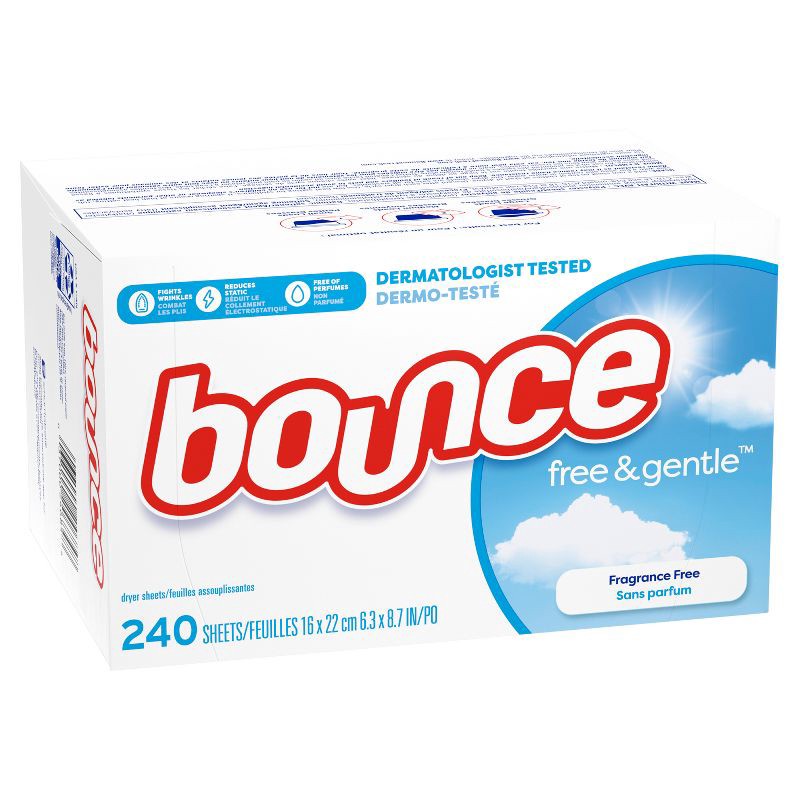slide 4 of 17, Bounce Fabric Softener Sheets - Free & Gentle - 240ct, 240 ct