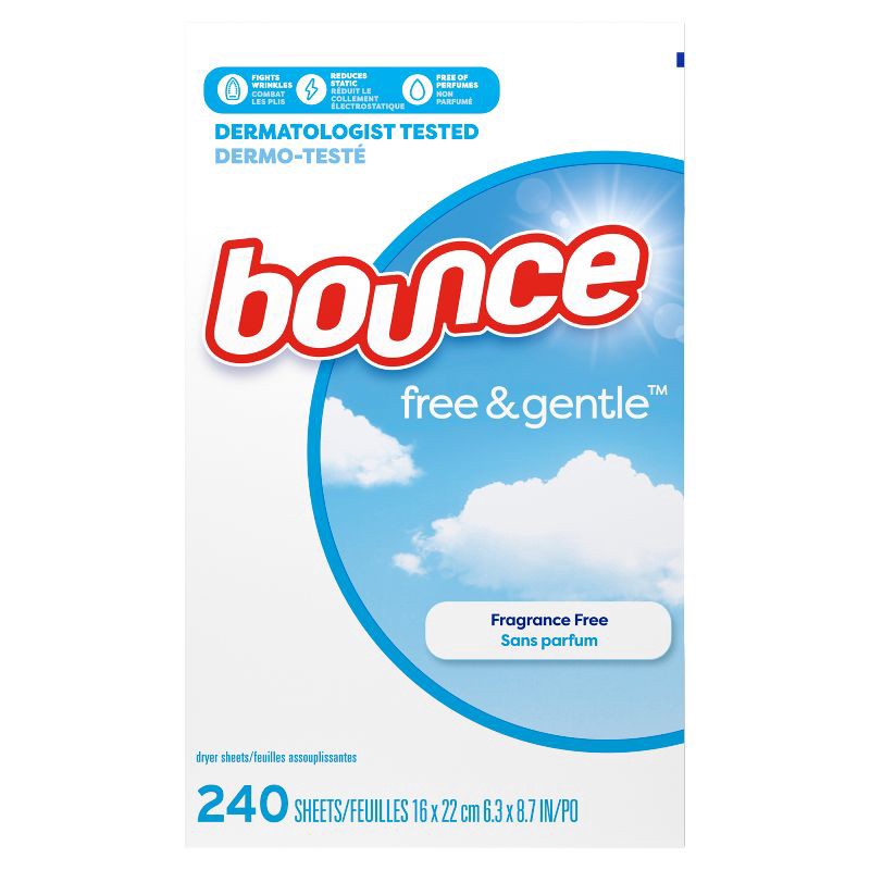 slide 5 of 17, Bounce Fabric Softener Sheets - Free & Gentle - 240ct, 240 ct