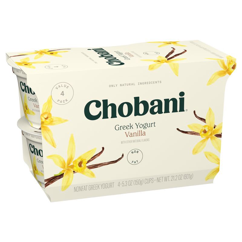 slide 2 of 7, Chobani Vanilla Blended Non-Fat Greek Yogurt - 4ct/5.3oz Cups, 4 ct; 5.3 oz