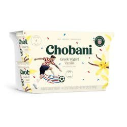 Chobani Vanilla Blended Non-Fat Greek Yogurt - 12g Protein 4ct/5.3oz Cups