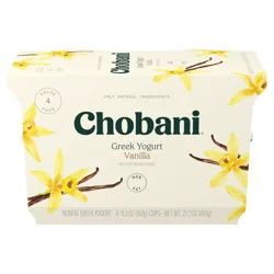 Chobani Vanilla Blended Non-Fat Greek Yogurt - 12g Protein 4ct/5.3oz Cups