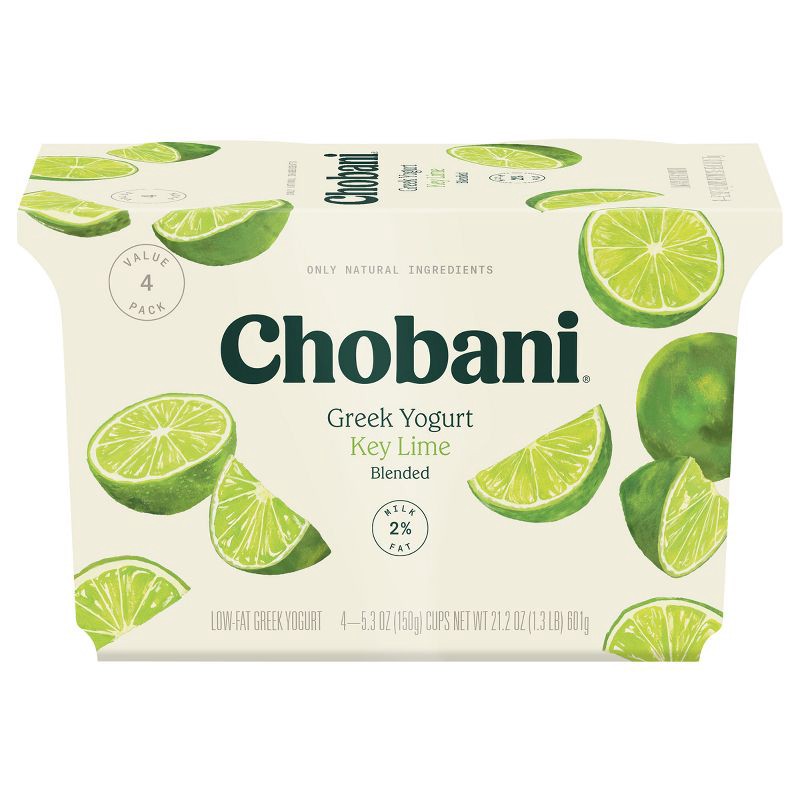 slide 1 of 7, Chobani Key Lime Blended Low-Fat Greek Yogurt - 4ct/5.3oz Cups, 4 ct; 5.3 oz