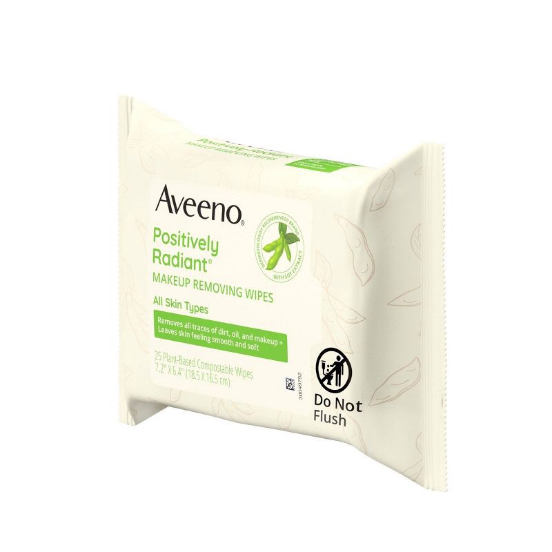 slide 7 of 9, Aveeno Positively Radiant Oil-Free Makeup Removal Facial Wipes for All Skin Types - 25 ct, 25 ct