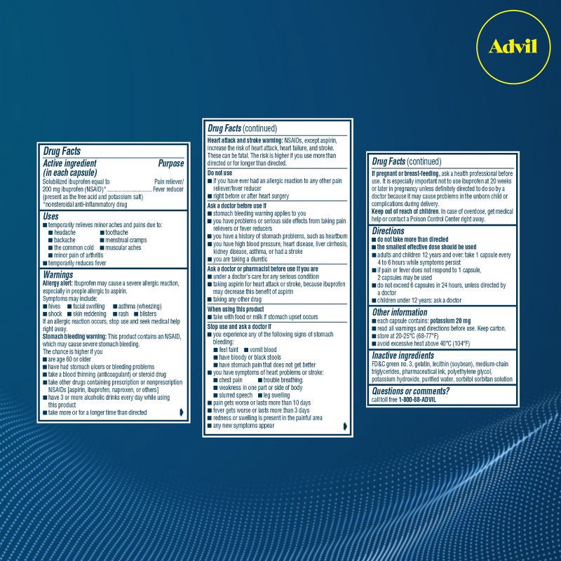 slide 14 of 14, Advil Liqui-Gels Pain Reliever/Fever Reducer Liquid Filled Capsules - Ibuprofen (NSAID) - 80ct, 80 ct