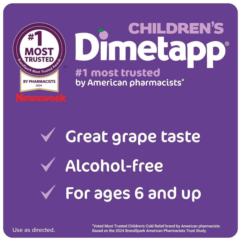 slide 5 of 6, Children's Dimetapp Cough & Cold Relief Liquid - Dextromethorphan - Grape - 4 fl oz, 4 fl oz