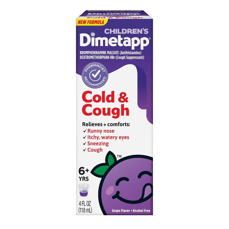 slide 1 of 6, Children's Dimetapp Cough & Cold Relief Liquid - Dextromethorphan - Grape - 4 fl oz, 4 fl oz