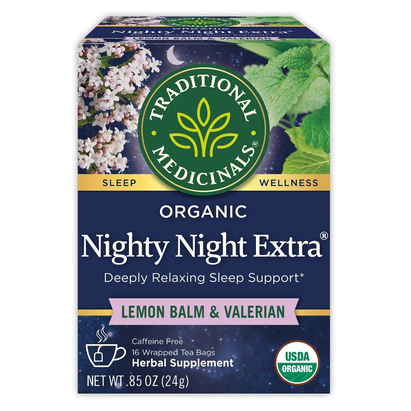 slide 1 of 11, Traditional Medicinals Organic Nighty Night Valerian Herbal Tea - 16ct, 16 ct