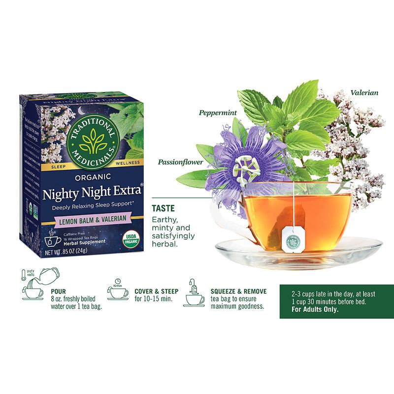slide 10 of 11, Traditional Medicinals Organic Nighty Night Valerian Herbal Tea - 16ct, 16 ct