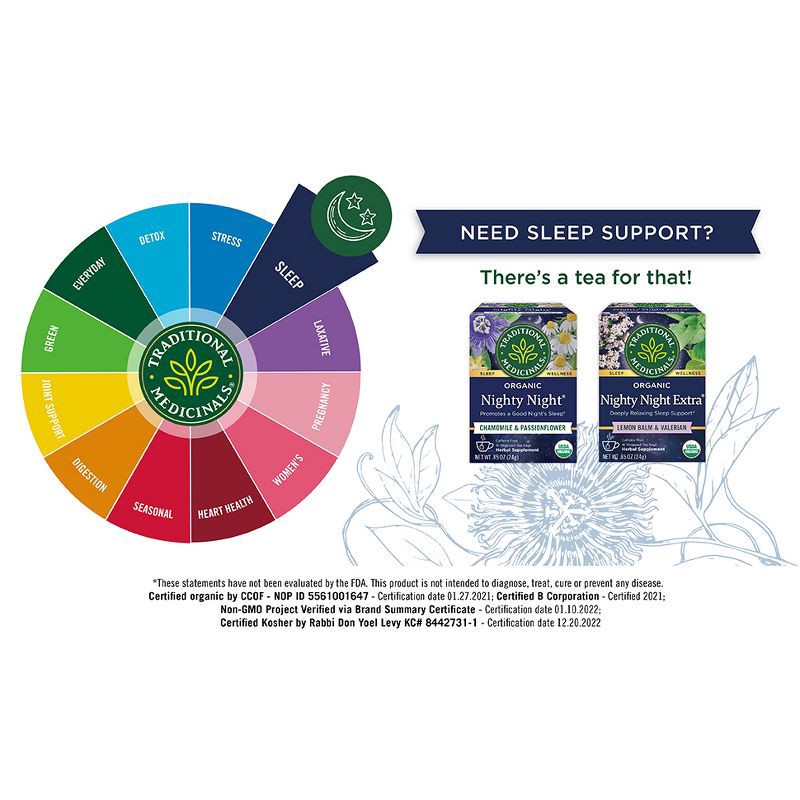 slide 11 of 11, Traditional Medicinals Organic Nighty Night Valerian Herbal Tea - 16ct, 16 ct