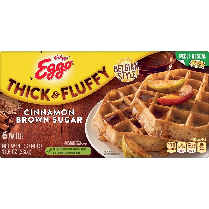 slide 2 of 6, Eggo Think & Fluffy Cinnamon Brown Sugar Frozen Waffles - 11.6oz/6ct, 6 ct; 11.6 oz