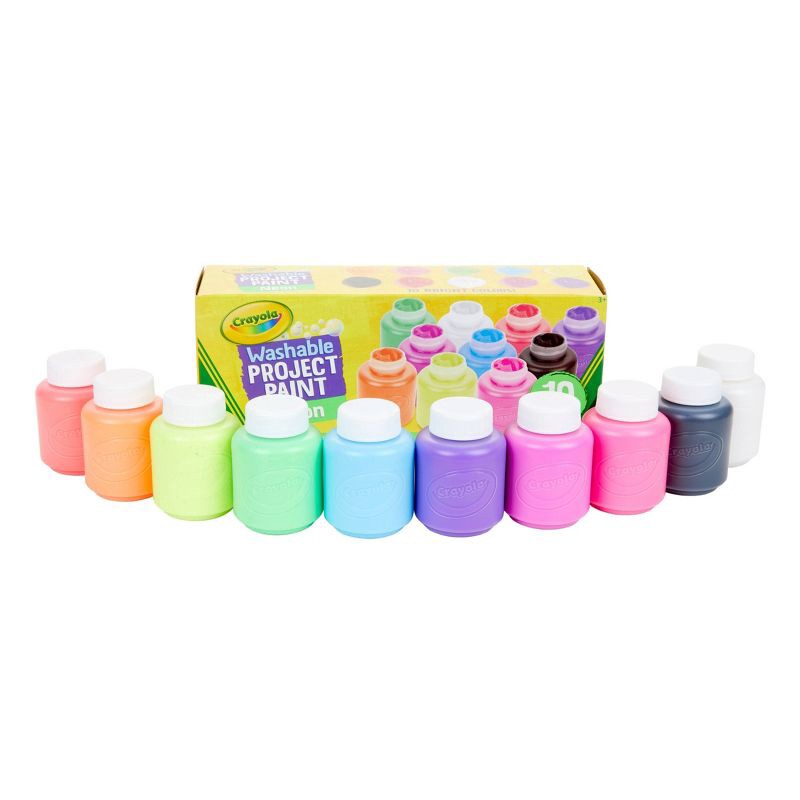 slide 2 of 5, Crayola 10ct 2oz Washable Kids Paint Neon Colors: Non-Toxic Water-Based Tempera for Paper, Neon Painting & Finger Paint Ideas, 10 ct, 2 oz