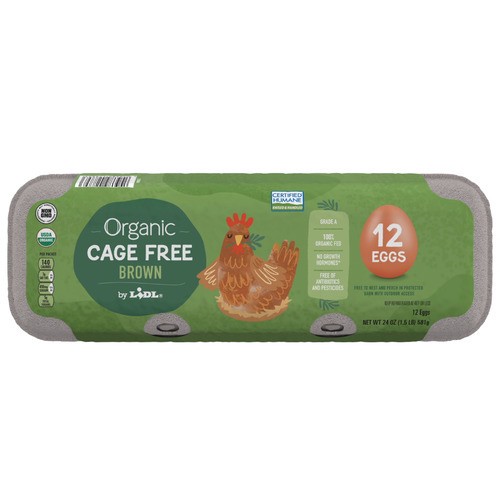 slide 1 of 1, organic cage free large brown eggs, grade A, 12 ct