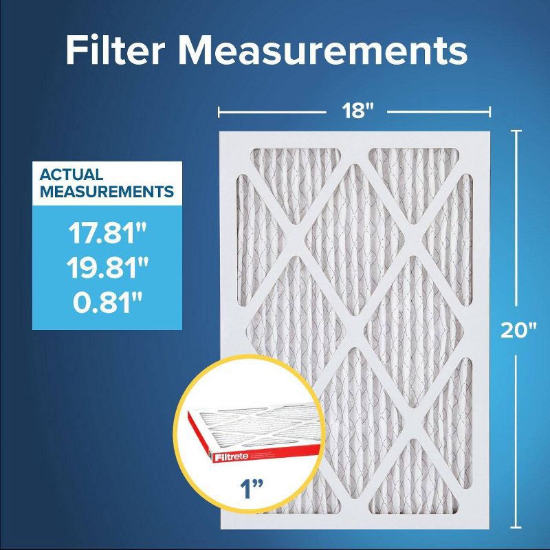 slide 2 of 10, Filtrete Micro Allergen 18x20x1, Air Filter: MERV 11 Furnace Filter, Captures Dust & Pollen, Lasts 3 Months, 1 ct