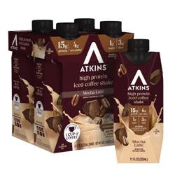 Atkins Mocha Latte Iced Coffee Protein Shake - 4ct/44 fl oz