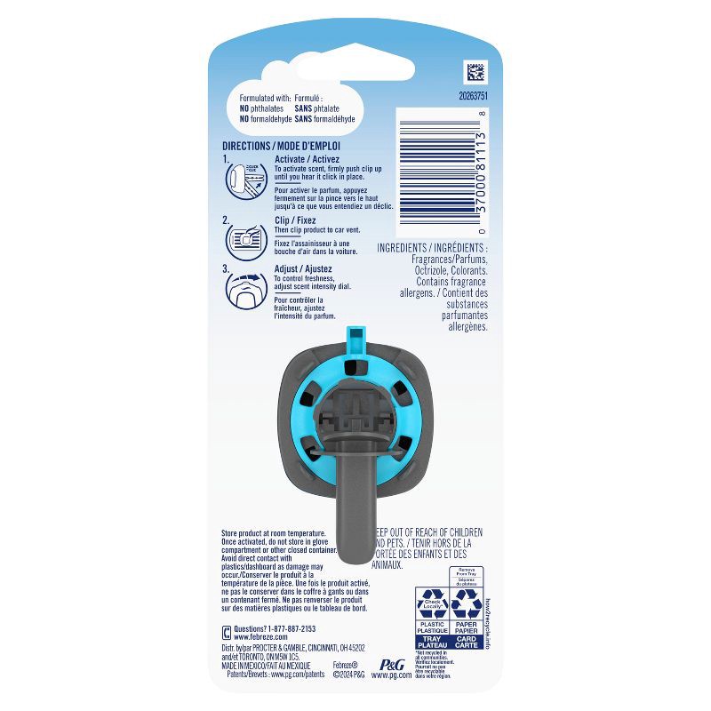 slide 12 of 12, Febreze Car Clips Sidecap - Linen & Sky, 1 ct