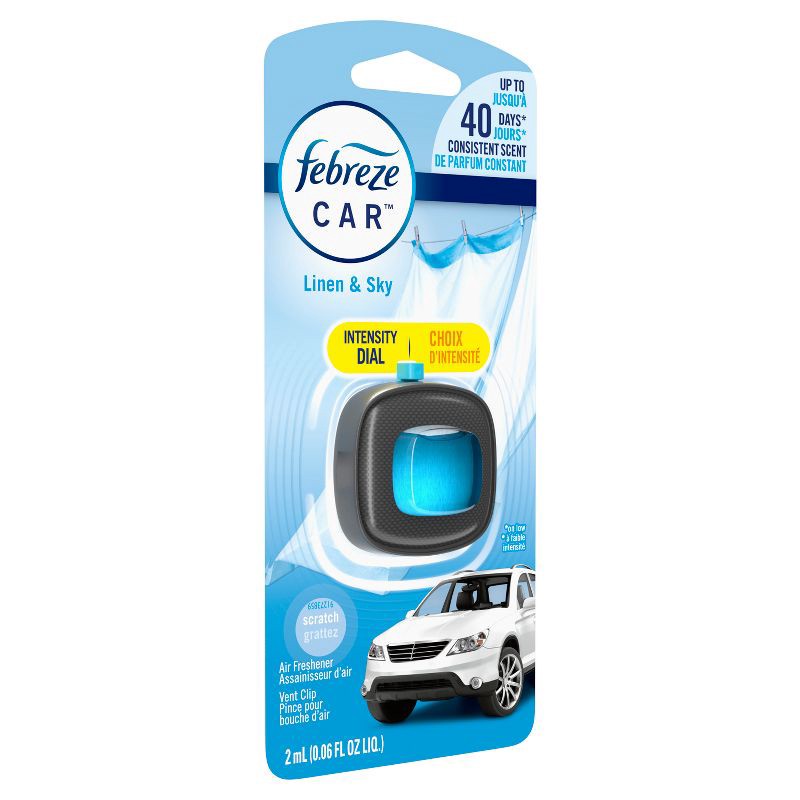 slide 10 of 12, Febreze Car Clips Sidecap - Linen & Sky, 1 ct