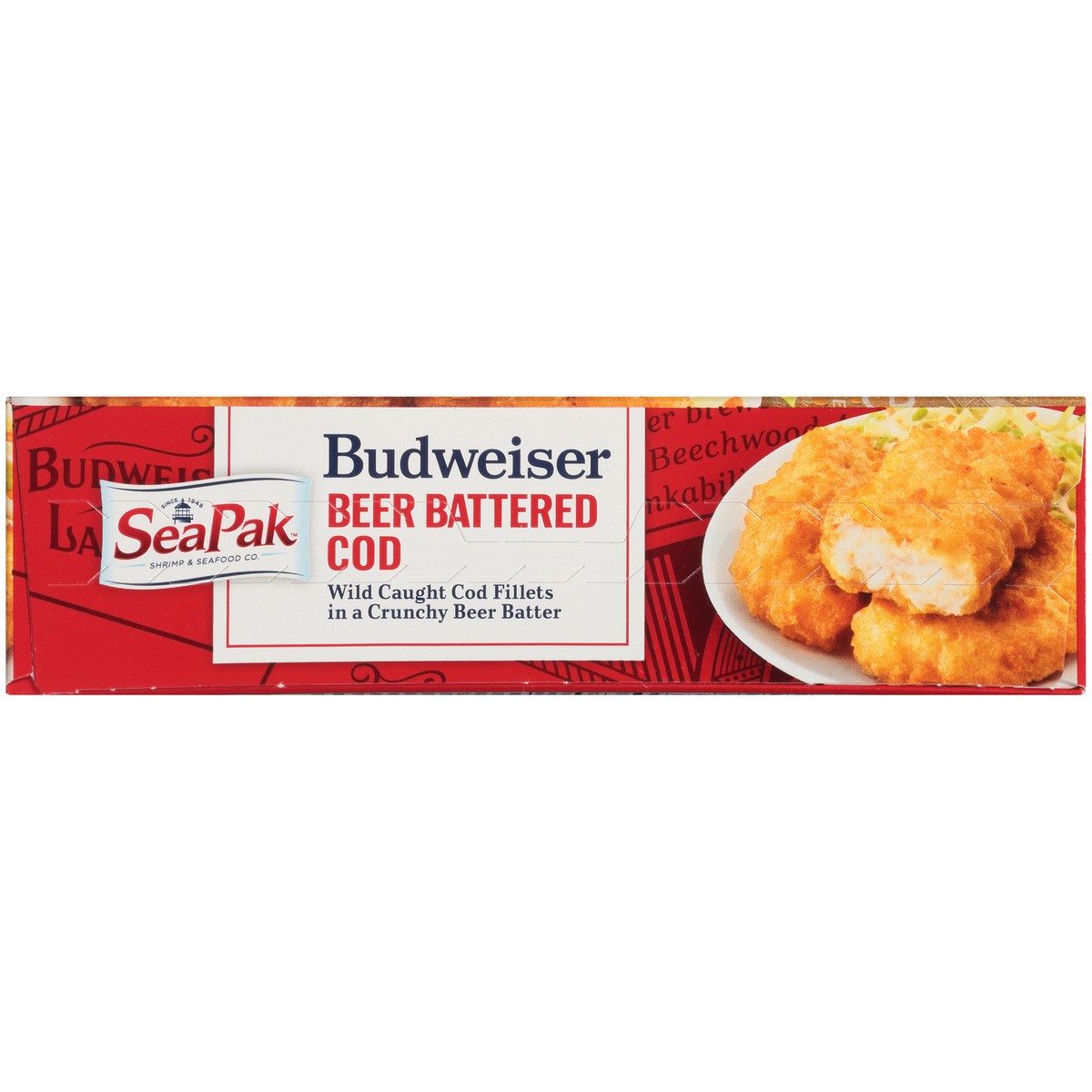 slide 3 of 9, SeaPak Shrimp & Seafood Co. Budweiser Beer Battered Cod 12.5 oz. Box, 12.5 oz