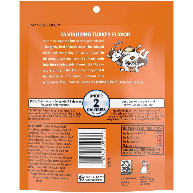 slide 2 of 9, Temptations Classic Turkey Crunchy Adult Cat Treats - 6.3oz, 6.3 oz