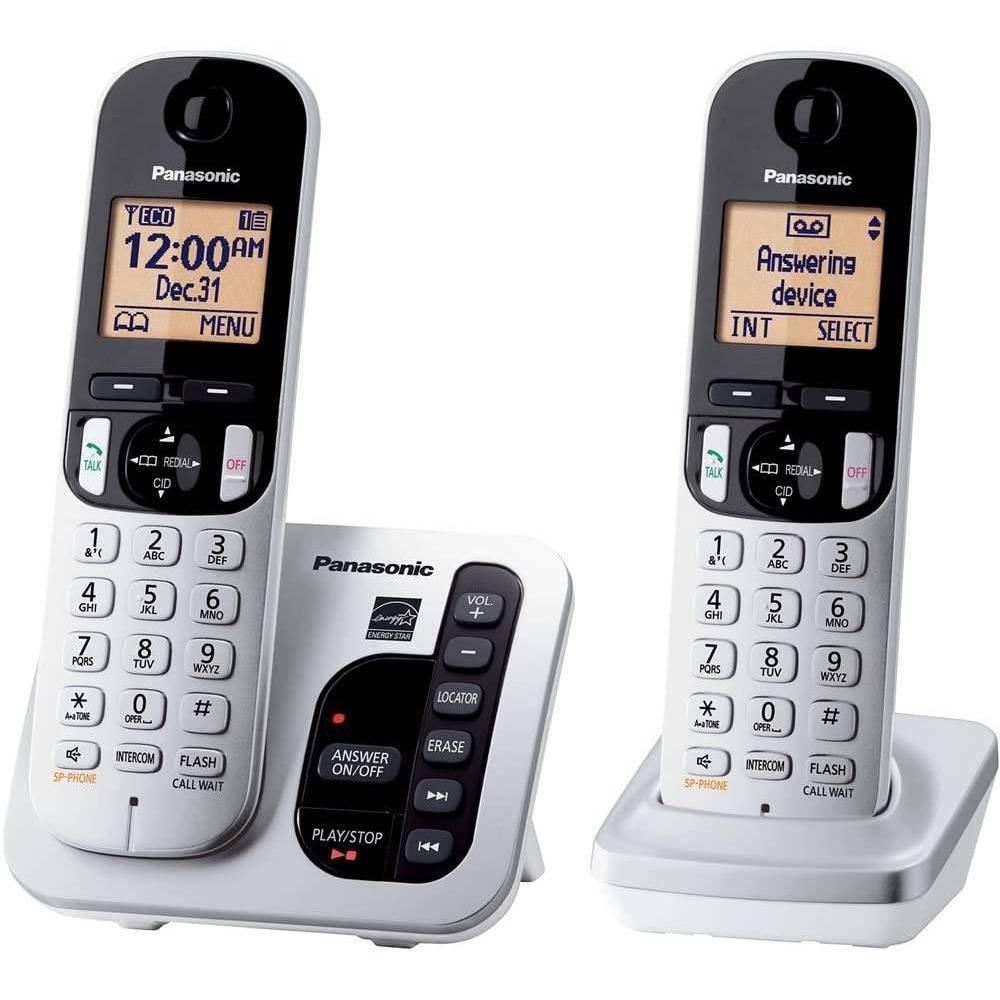 slide 1 of 3, Panasonic DECT 6.0 Plus Cordless Phone System (KX-TGC222S) with Answering Machine - Silver, 1 ct