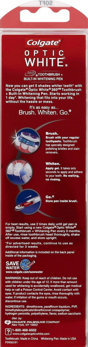 slide 6 of 6, Colgate Optic White Toothbrush And Teeth Whitening Pen Soft, 1 ct