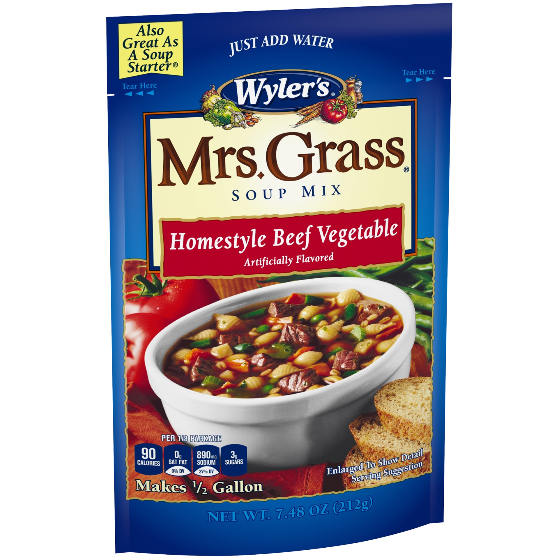 slide 5 of 6, Mrs. Grass Wyler's Mrs Grass Home-style Beef Vegetable Hearty Soup Mix 7.48 oz Pouch, 7.48 oz