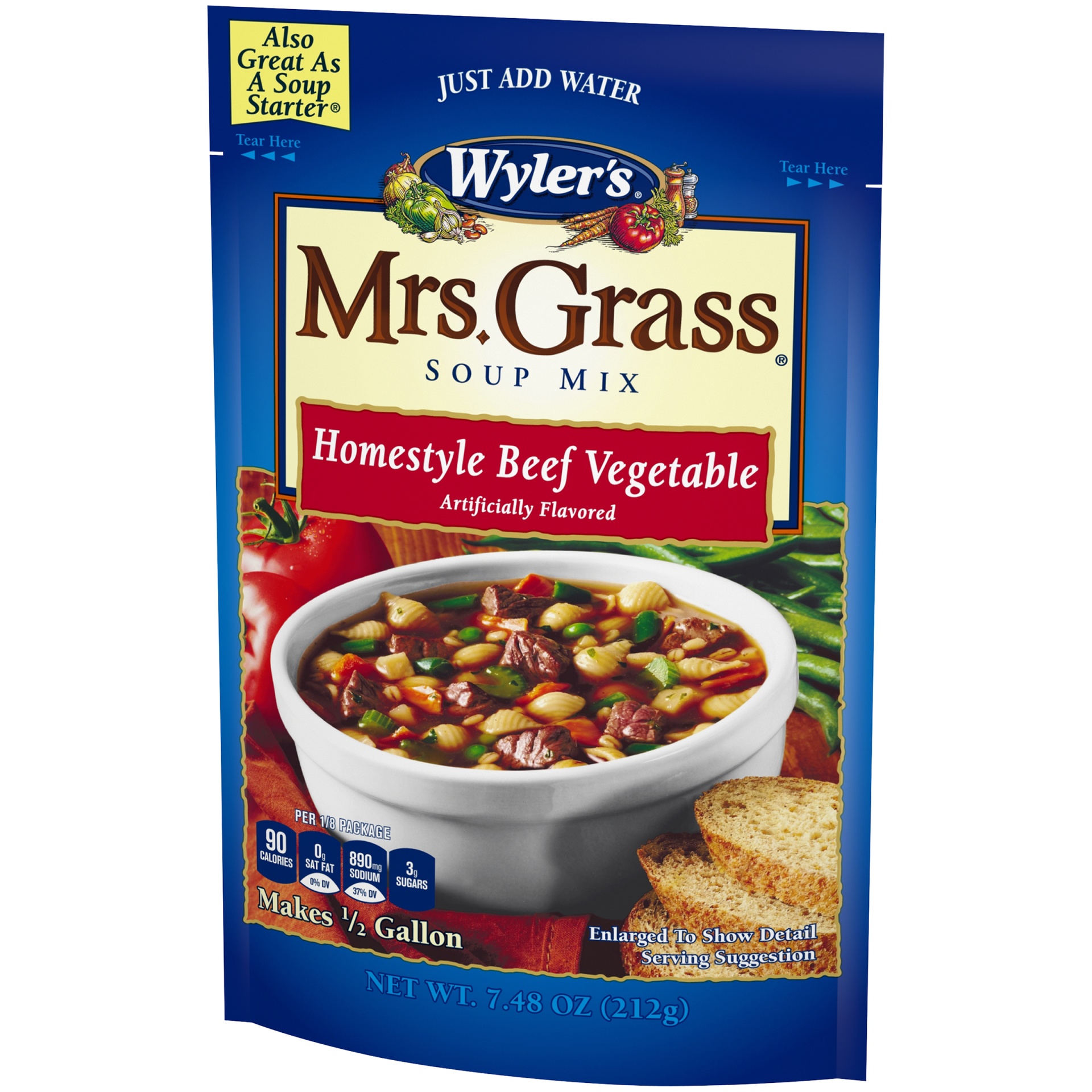 slide 3 of 6, Mrs. Grass Wyler's Mrs Grass Home-style Beef Vegetable Hearty Soup Mix 7.48 oz Pouch, 7.48 oz