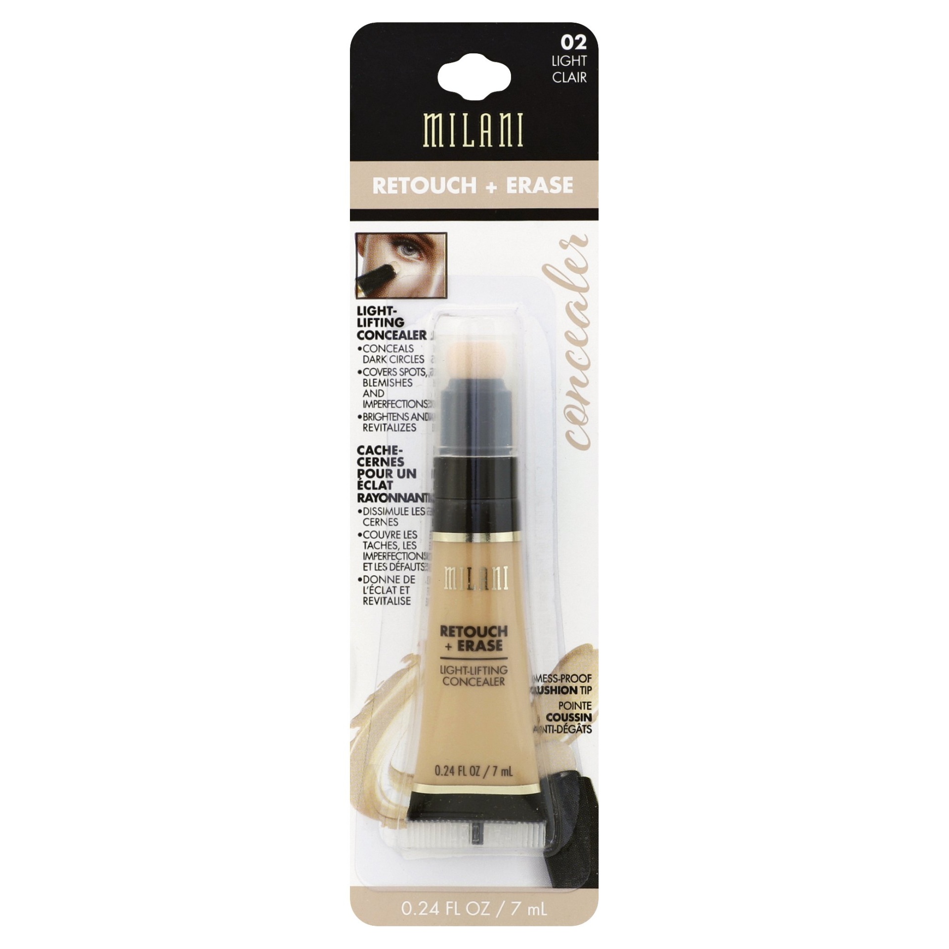 slide 1 of 2, Milani Retouch + Erase Lightlifting Concealer - Light, 0.26 oz