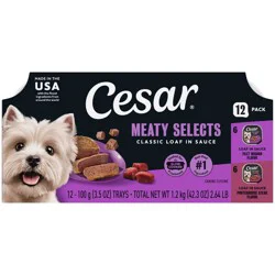 Cesar Classic Loaf in Sauce Chicken, Steak, Beef, Gravy and Red Meat Flavor Variety Pack Small Breed Wet Dog Food - 3.5oz/12ct