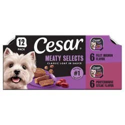 Cesar Classic Loaf in Sauce Chicken, Steak, Beef, Gravy and Red Meat Flavor Variety Pack Small Breed Wet Dog Food - 3.5oz/12ct