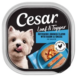 Cesar Loaf and Topper in Sauce Rotisserie Chicken, Cheese, Bacon and Gravy Falvor Small Breed Wet Dog Food - 3.5oz