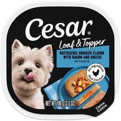 Cesar Loaf and Topper in Sauce Rotisserie Chicken, Cheese, Bacon and Gravy Falvor Small Breed Wet Dog Food - 3.5oz