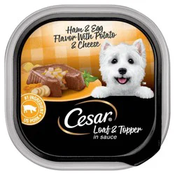 Cesar Loaf and Topper in Sauce Cheese, Potato, Egg, Pork and Gravy Flavor Small Breed Wet Dog Food - 3.5oz