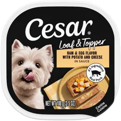 Cesar Loaf and Topper in Sauce Cheese, Potato, Egg, Pork and Gravy Flavor Small Breed Wet Dog Food - 3.5oz