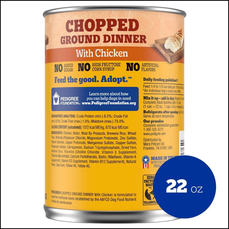 slide 9 of 10, Pedigree Chicken Flavor Chopped Ground Wet Dog Food - 22oz, 22 oz