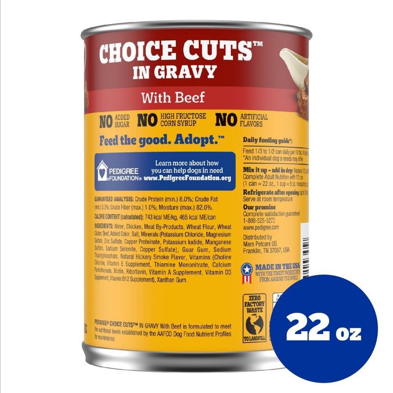slide 9 of 10, Pedigree Beef Flavor Choice Cuts in Gravy Wet Dog Food - 22oz, 22 oz