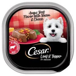 Cesar Beef, Cheese, Bacon, Gravy and Red Meat Flavor Loaf and Topper in Sauce Small Breed Wet Dog Food - 3.5oz
