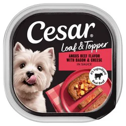 Cesar Beef, Cheese, Bacon, Gravy and Red Meat Flavor Loaf and Topper in Sauce Small Breed Wet Dog Food - 3.5oz