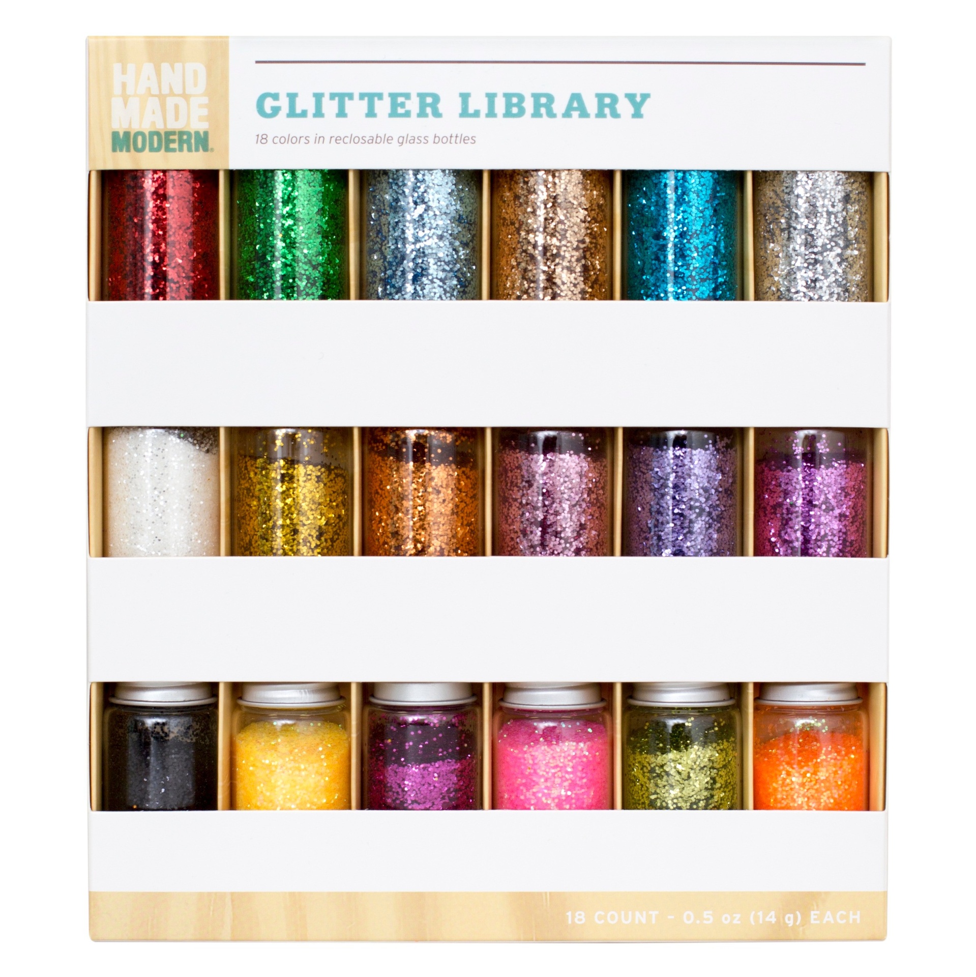 slide 1 of 5, Hand Made Modern Glitter Library, 18 ct