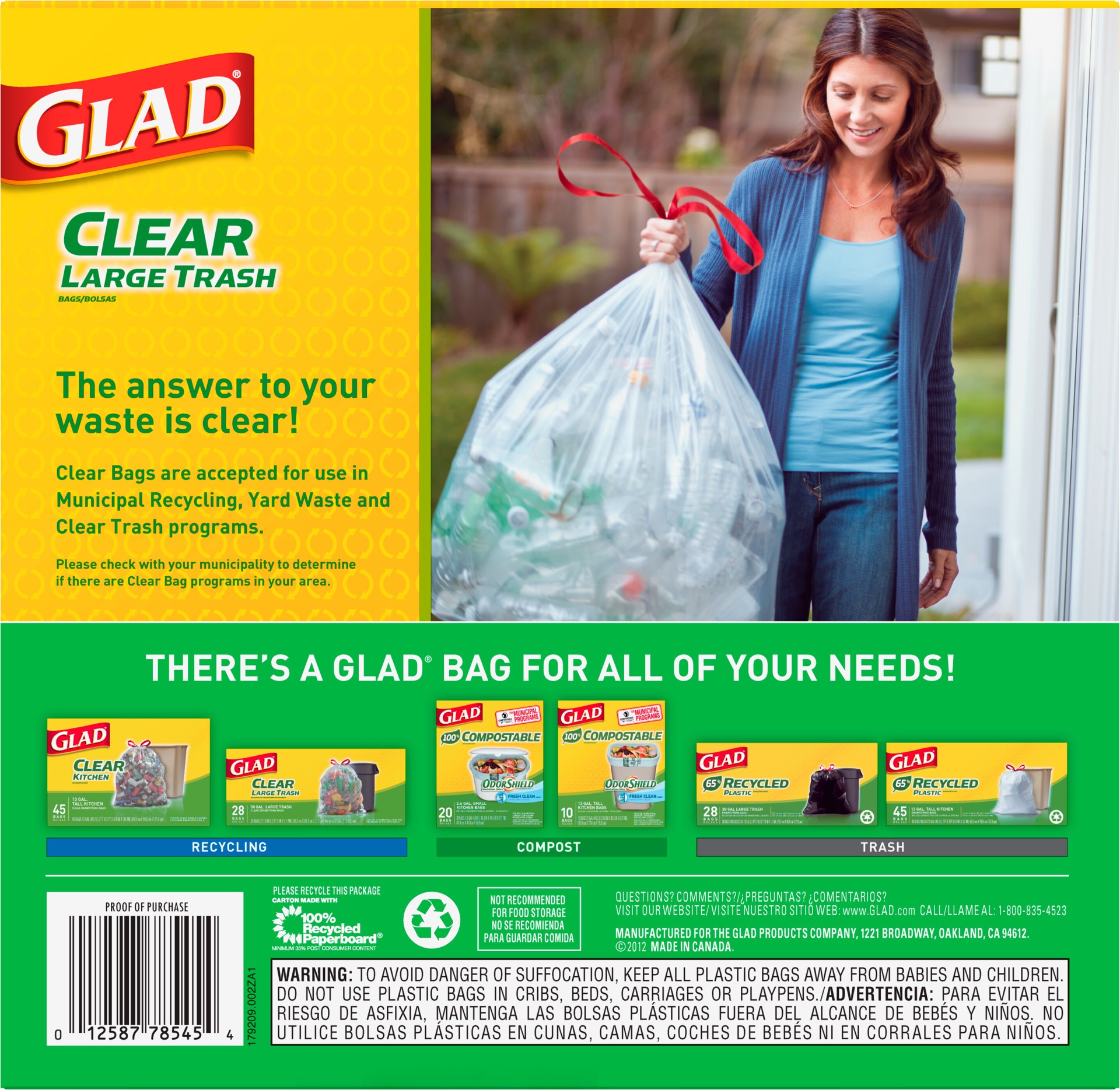 slide 4 of 5, Glad 30 Gal Large Clear Trash Bags 28 ea, 28 ct; 30 gal