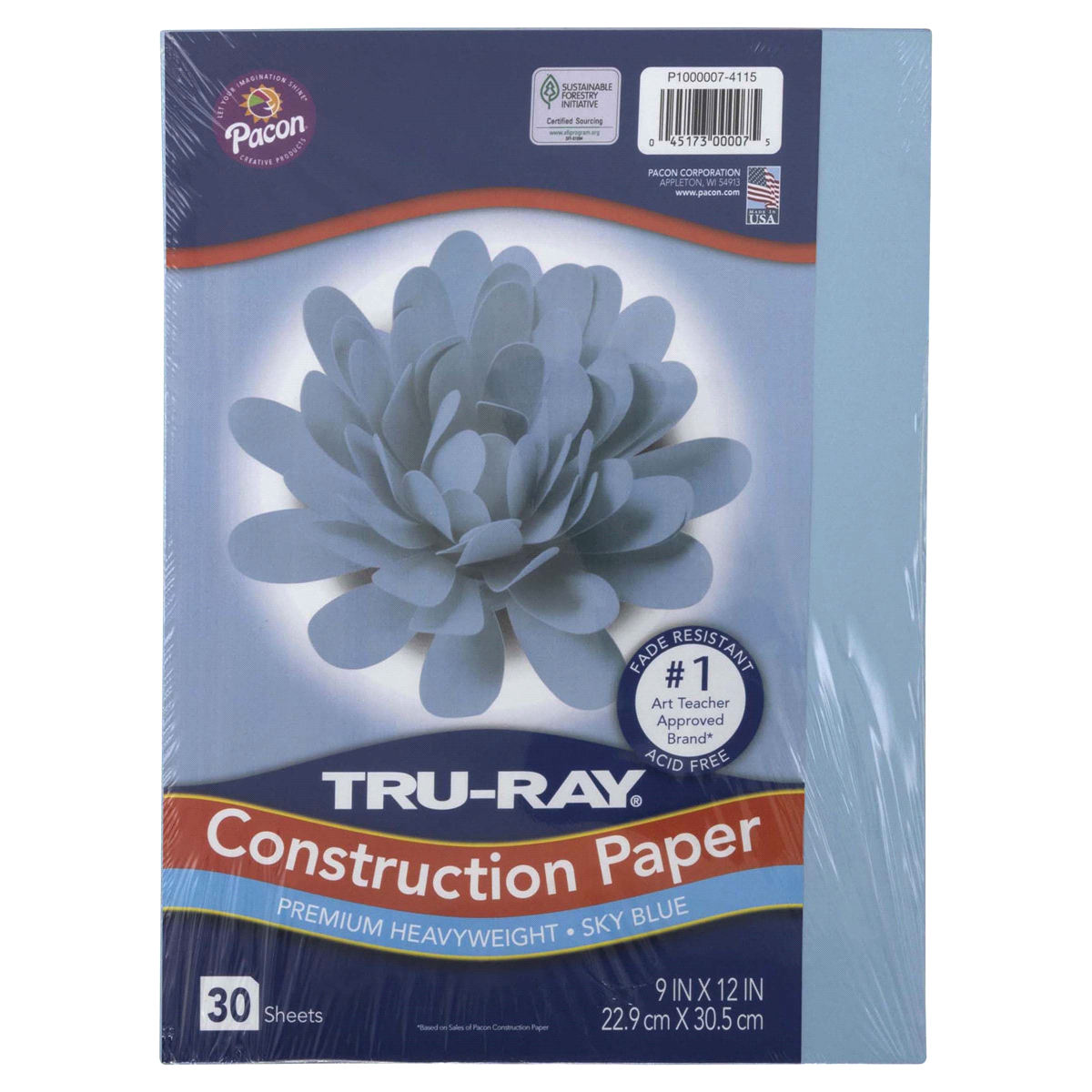 slide 1 of 1, Tru-Ray Construction Paper, Sky Blue, 30 ct; 9 in x 12 in