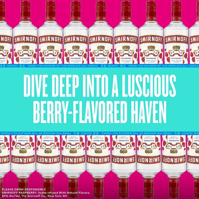slide 5 of 8, Smirnoff Raspberry Flavored Vodka - 750ml Bottle, 750 ml